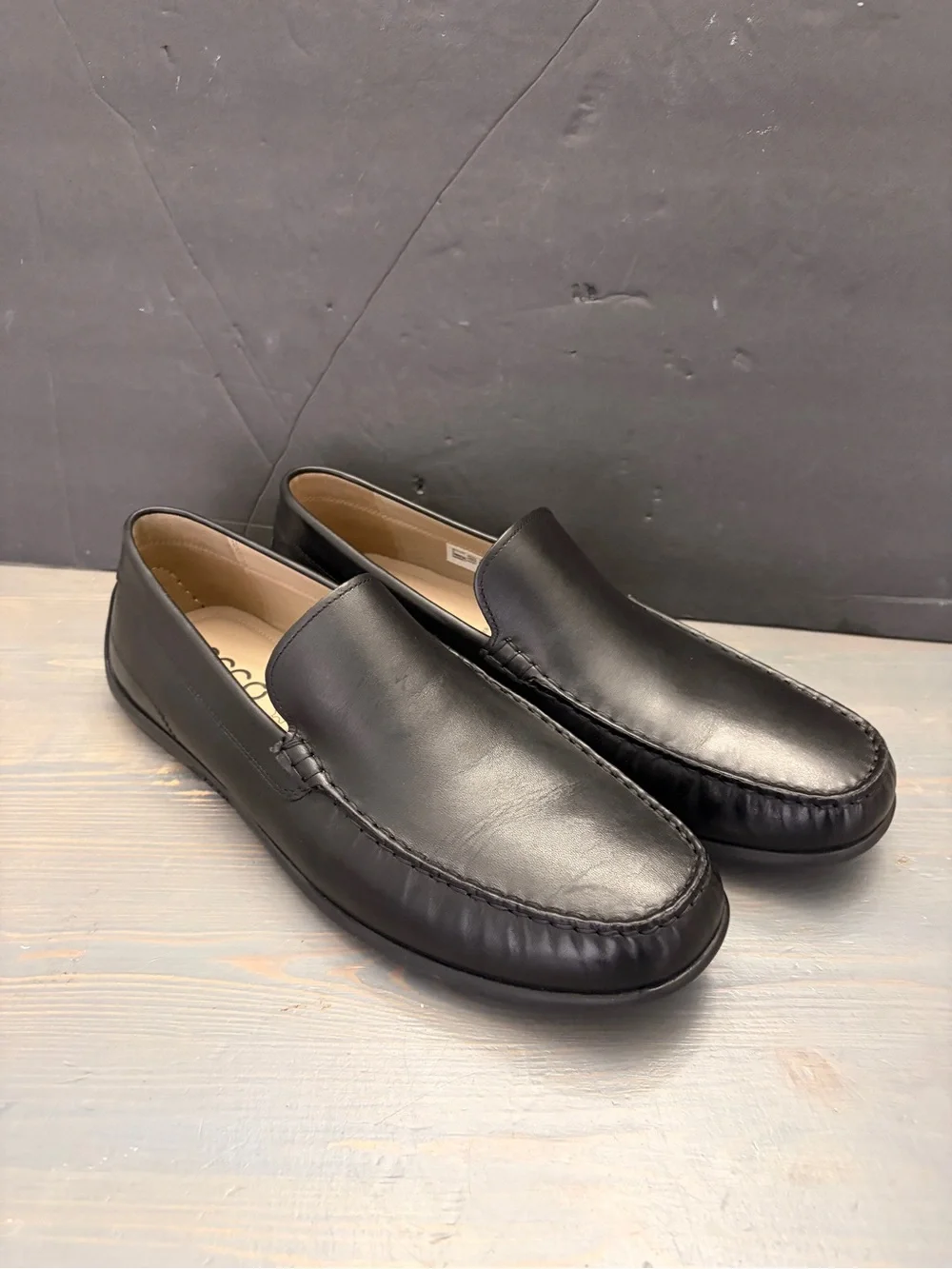 ECCO Men’s EU 45 US 11-11.5 Black Real Leather Casual Dress Shoes